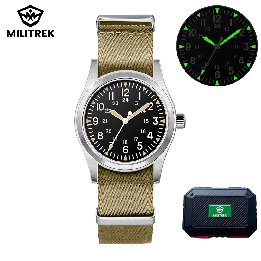 Montre Homme MILITREK 2026 Nouvelle Montre Militaire Rétro Quartz VH31 37mm Saphir Acier Inoxydable Étanche 100m Lumineux C3 Reloj Hombre