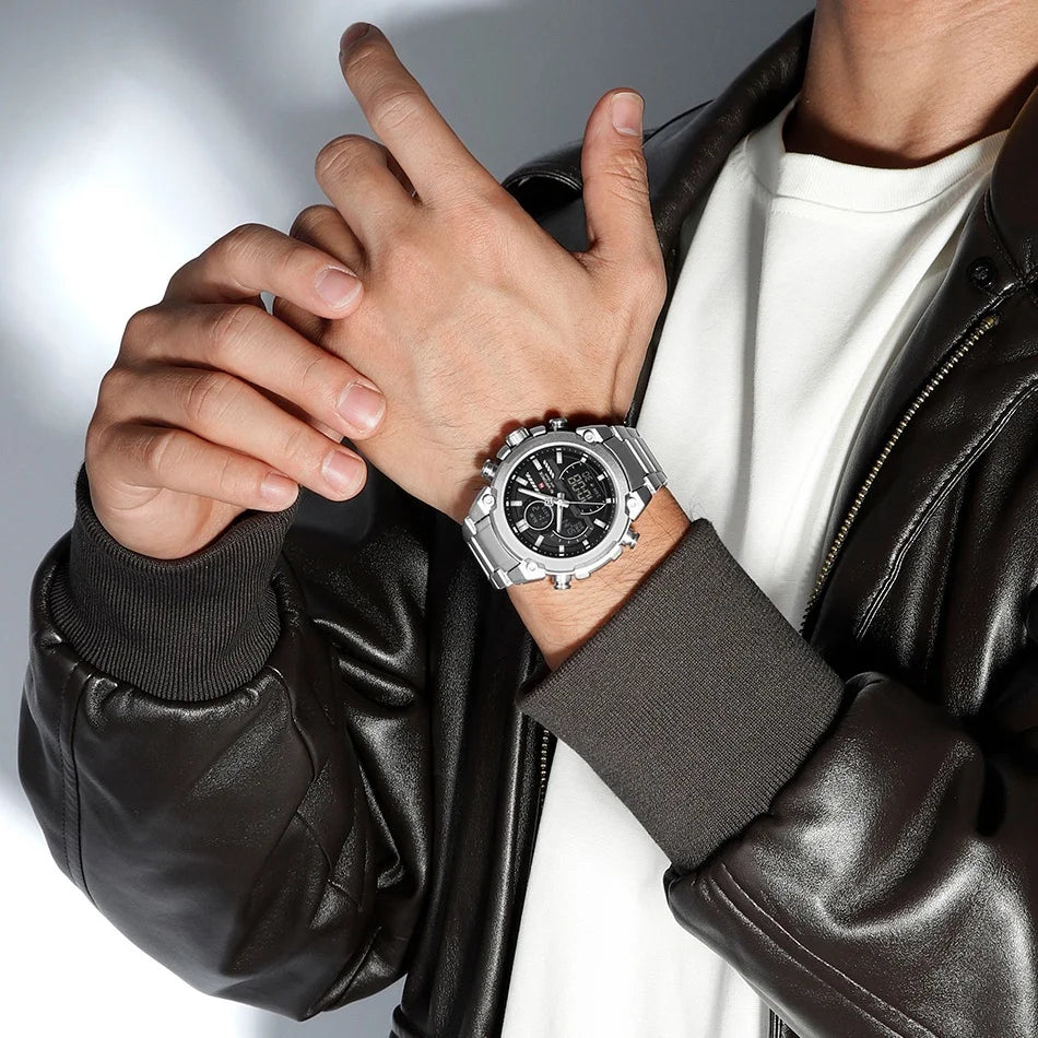 NAVIFORCE NF9278 Dual Display Stainless Steel Watch