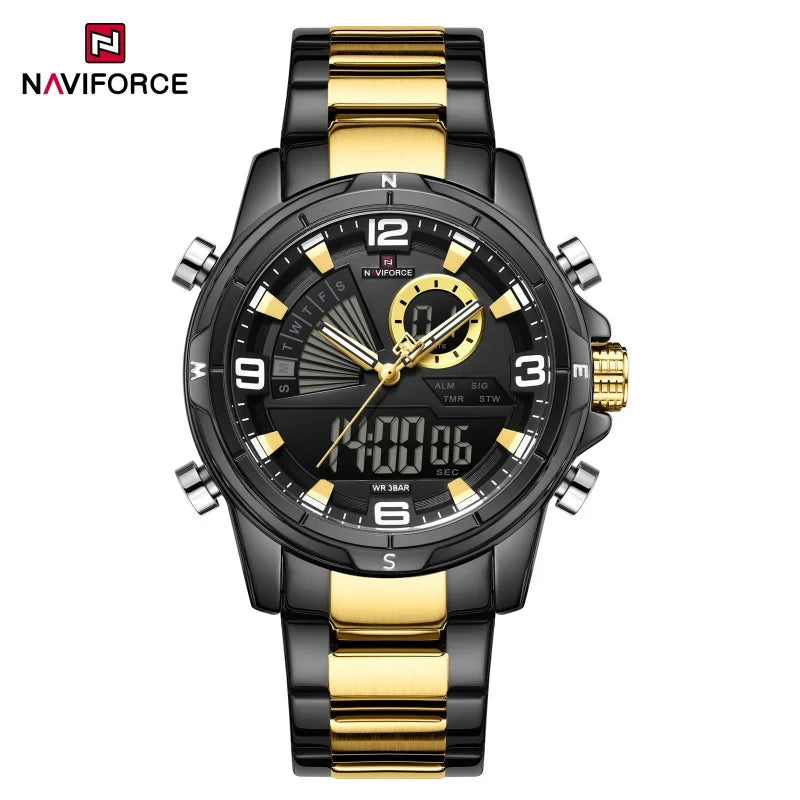 NAVIFORCE NF9257 Dual Display Stainless Steel Watch