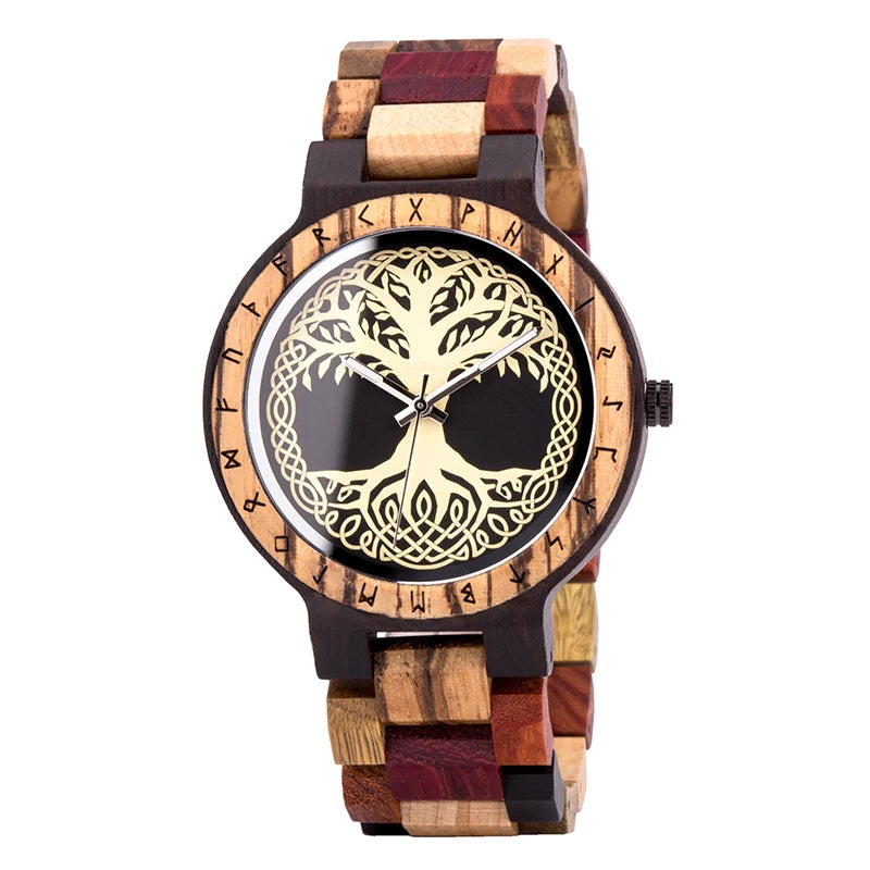 BOBO BIRD Montres en bois Relogio Masculino Montre pour hommes Symbole guerriers vikings Relojes Para Hombre часы мужские Logo personnalisé