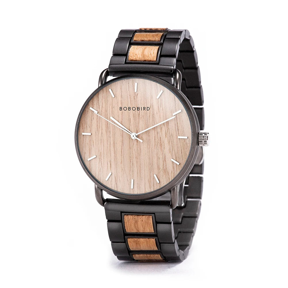BOBO BIRD Montre Homme Bois de Zèbre Marque de Luxe Montres-bracelets à Quartz pour Homme Horloge Masculine Montres Simples Ultra-minces pour Homme