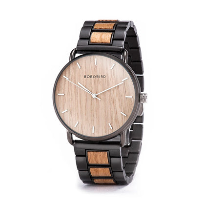 BOBO BIRD Montre Homme Bois de Zèbre Marque de Luxe Montres-bracelets à Quartz pour Homme Horloge Masculine Montres Simples Ultra-minces pour Homme