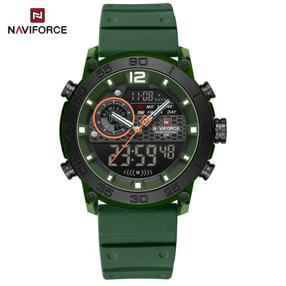 NAVIFORCE Nouvelle Montre-bracelet de Sport Multifonctionnelle pour Hommes, Légère, à Quartz, avec Chronomètre, Double Affichage de l'Heure et Lumière Nocturne, pour Garçons