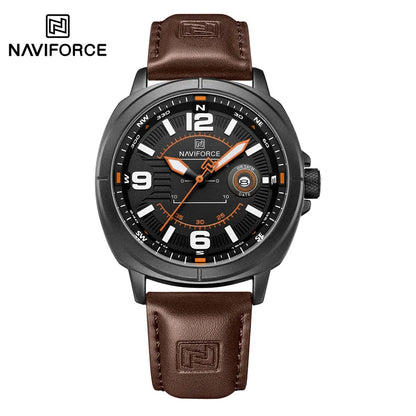 NAVIFORCE 2025 NF8078 Genuine Leather Shockproof Watch