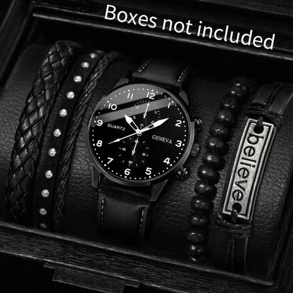 Lot de 5 montres-bracelets à quartz pour homme avec cadran arabe et bracelet en cuir (sans boîte)