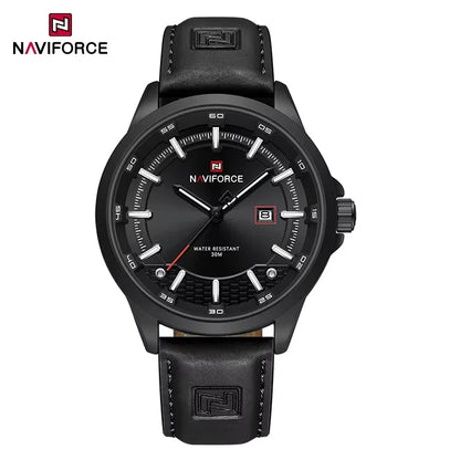 NAVIFORCE Nouvelle collection de montres pour hommes en cuir véritable confortable, mouvement japonais, date, étanche, cadeaux pour homme 2025
