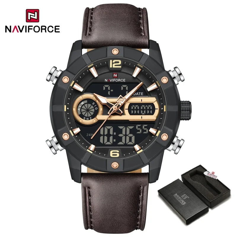NAVIFORCE NF9263 Chronograph Genuine Leather Strap Watch