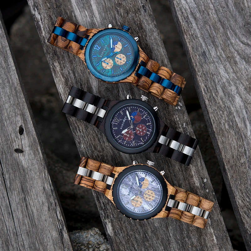 BOBO BIRD GT069 Chronograph Wood Watch Military Style