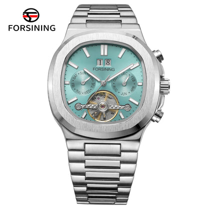 Forsining 481 Montre Militaire Homme Tourbillon Aiguilles Date Jour Montres Mécaniques Automatiques Acier Inoxydable Horloge Relogio Masculino