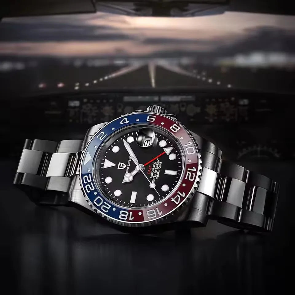 Nouvelle PD-1662 PAGANI DESIGN Montre-bracelet automatique GMT en acier inoxydable, étanche 100M, pour homme, montre mécanique haut de gamme 40mm