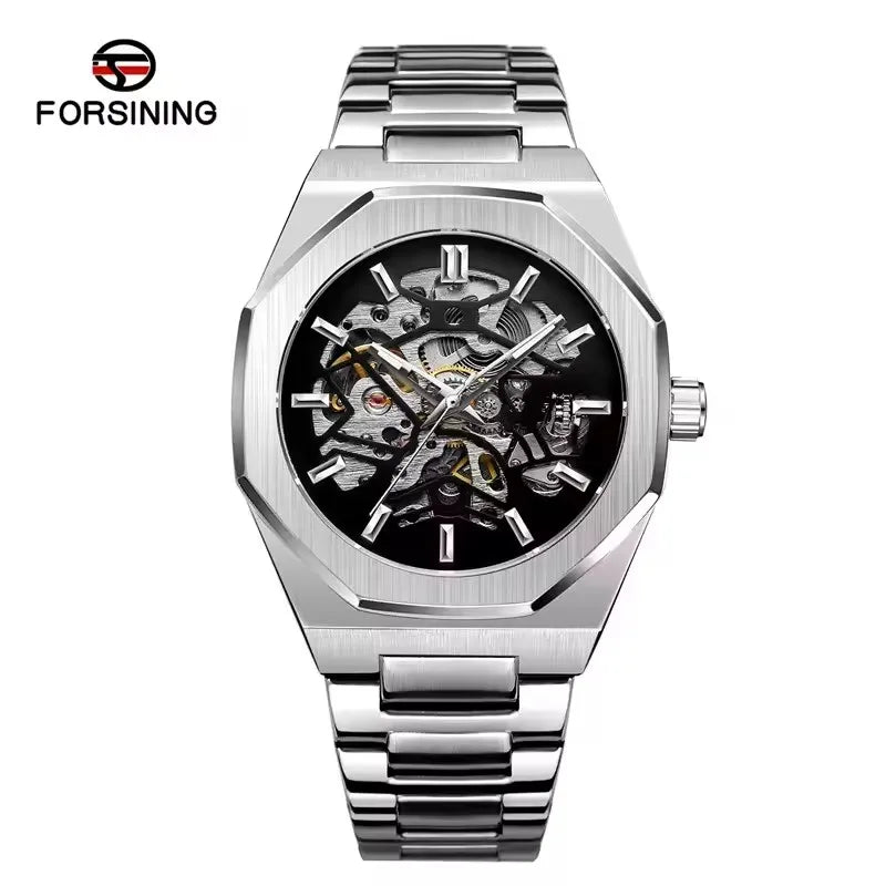 Forsining 344D Luxury Fashion Men's Mechanical Watch Skeleton Hollow Exquisite Dial Business Men's Automatic Watch reloj hombre