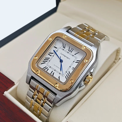 High-End Luxury Square Automatic Mechanical Watch for Men, with Hollow Butterfly Clasp, Fashionable Business Casual Versatile Stylish Men's Wristwatch, Suitable for Wearing in Various Occasions, the First Choice Gift for Your Boyfriend on Valentine's Day