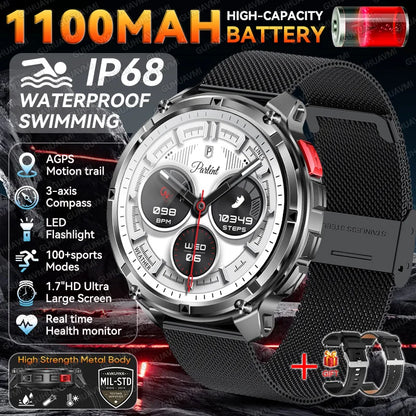 Montre connectée intelligente T-Rex3 Ultra 1100mAh Super Capacité pour hommes adultes 2026, grand écran 1,7", appel, étanche 5ATM, montres de sport