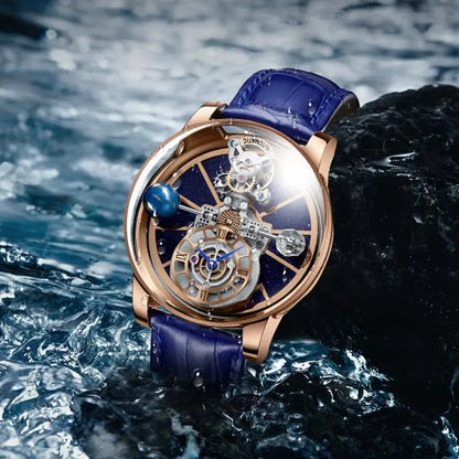 Montre Homme PINDU Diamant Luxe Astronomique Quartz