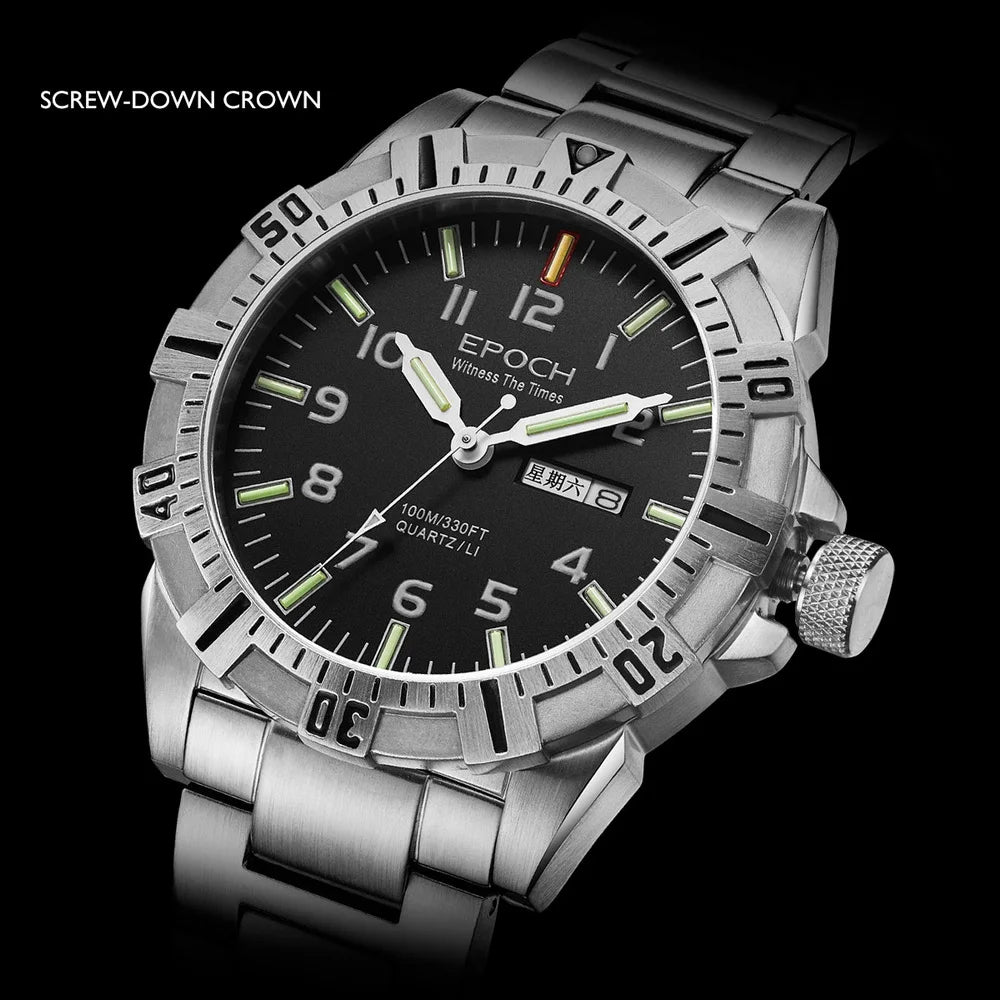 EPOCH AB6020G Montre Militaire Sport Montre-Bracelet à Quartz Tubes Luminescents
