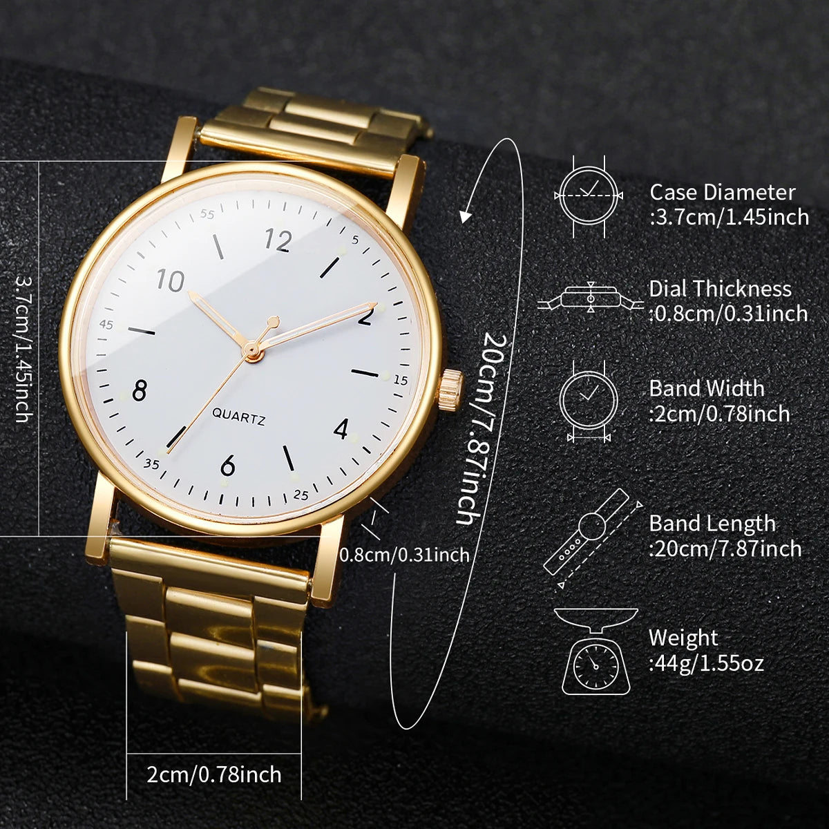 Lot de 4 montres à cadran arabe tendance pour femme, montre-bracelet à quartz pour femme avec strass, ensemble de bracelets Reloj Mujer (sans boîte)