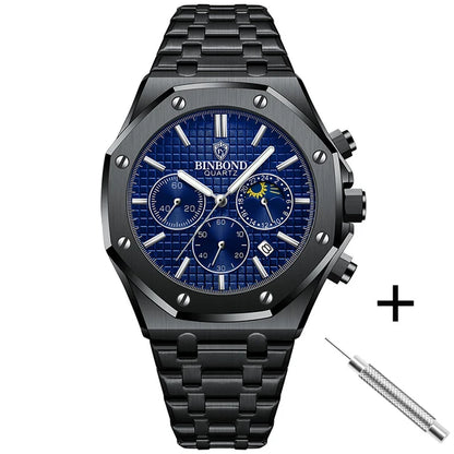 BINBOND 0161 Luminous Chronograph Stainless Steel Watch