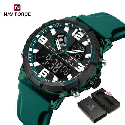 NAVIFORCE 2026 Montre homme nouvelle 5ATM étanche Double affichage Chronographe Réveil Montre-bracelet Montres tendance pour homme NF7130