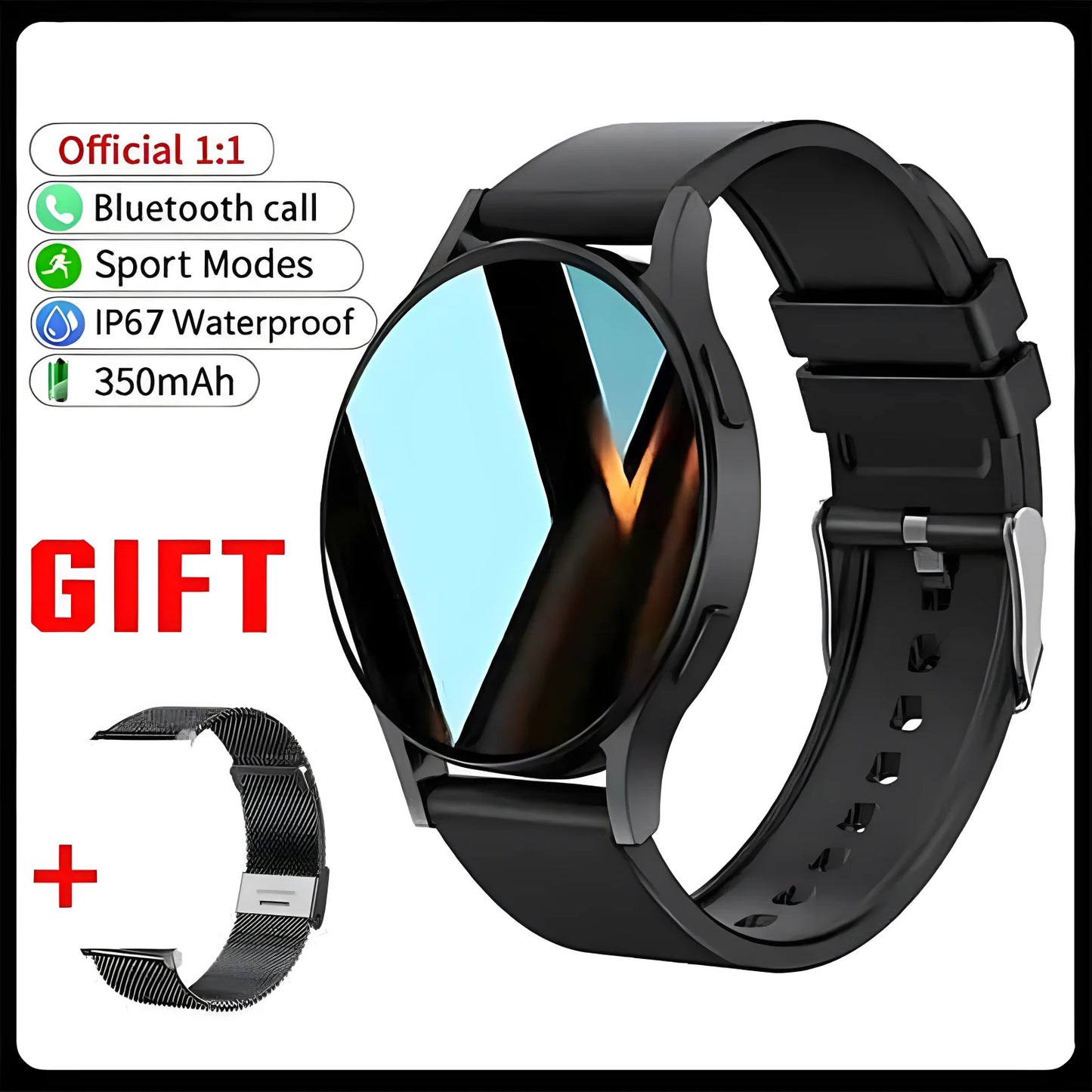Montre Connectée Bluetooth Pro Appel 1,39 Pouces Cadrans Personnalisés Musique Sport Homme Femme Montre 6 Moniteur de Santé Smartwatch Pour Android IOS