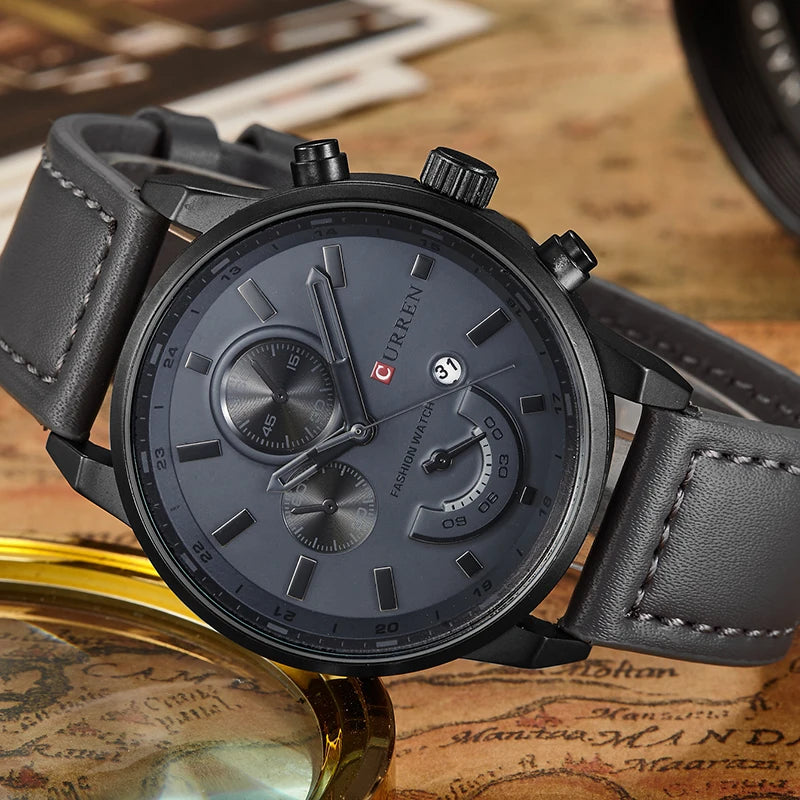 Montre à quartz pour homme Curren 8217, bracelet en cuir de luxe, marque supérieure, décontractée, à la mode, pour sport, horloge, montre-bracelet pour homme