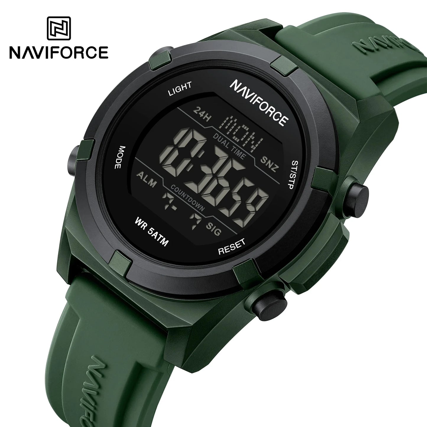 NAVIFORCE – Montre de sport numérique militaire de luxe pour homme, étanche, bracelet en silicone, Relogios Masculino
