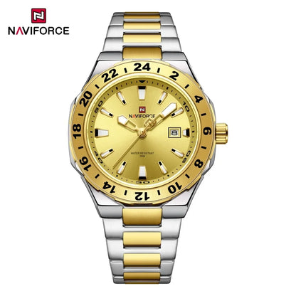 NAVIFORCE – Montre de luxe sportive à quartz, lumineuse, avec calendrier, pour homme, en acier inoxydable, étanche, Relogio Masculino