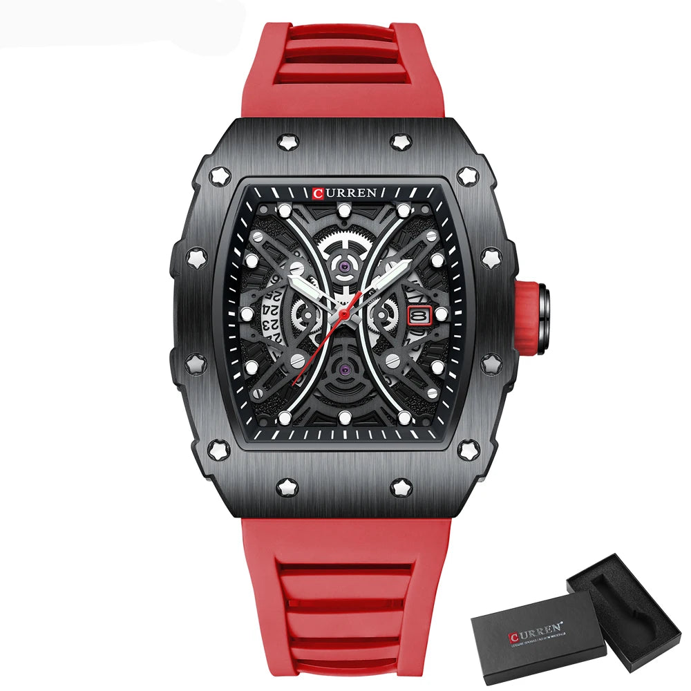 CURREN 3D Collection Rectangular Silicone Strap Watch