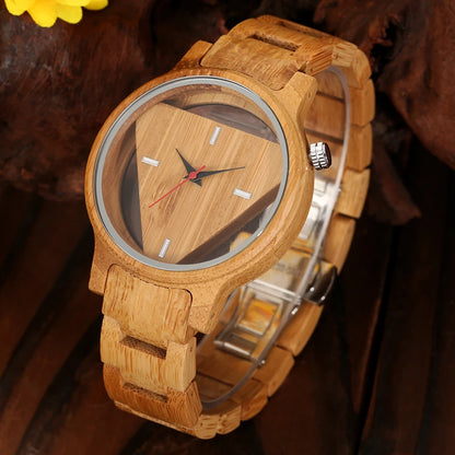Bobo Bird Montres géométriques superbes montre-bracelet à quartz en bois inversé en bambou pour homme