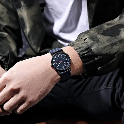 Men's analog watch with large dial and luminous hands