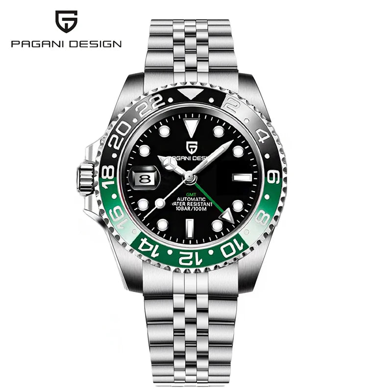 Nouvelle montre PAGANI DESIGN GMT automatique 1662 pour hommes, 40 mm, bracelet de marque supérieure, étanche 100 m, montres-bracelets mécaniques pour hommes, horloge