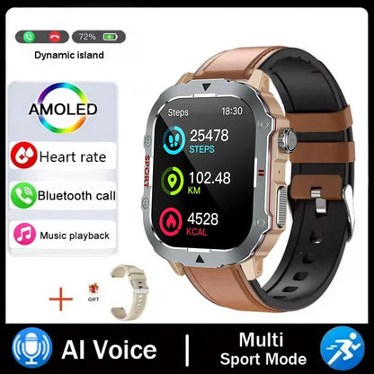 Montre connectée militaire 2026 Hommes Étanche Sports de plein air Suivi d'activité Moniteur de santé 2,19" Appel BT Smartwatch