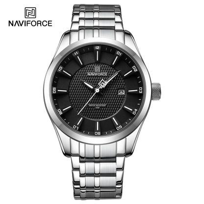 Montre NAVIFORCE de luxe pour homme, montre-bracelet étanche à quartz lumineuse en acier inoxydable, montres à la mode pour hommes