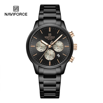 Montre Homme NAVIFORCE Quartz Calendrier Étanche 3ATM Affichage de la Date Bracelet en Acier Montre-Bracelet de Luxe Sport à la Mode NF8076