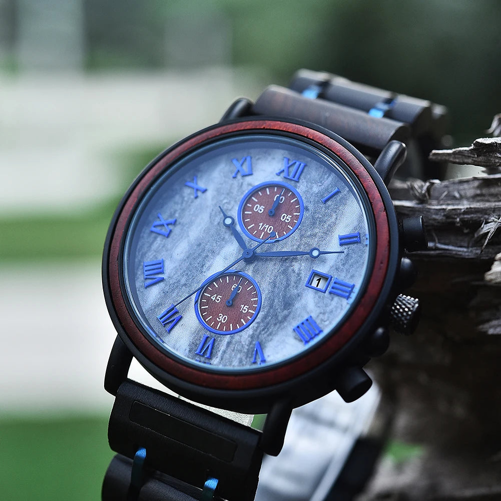 Montre en Bois BOBO BIRD pour Hommes Mouvement à Quartz Japonais Montres Étanche relogio masculino Cadeaux Personnalisables