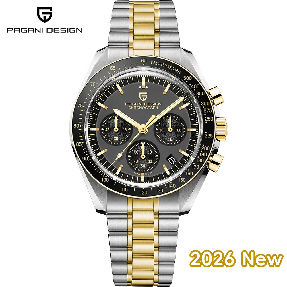 PAGANI DESIGN 2026 Nouvelle V5 PD1701 Montres Homme Luxe Montre à Quartz Homme Sport Vitesse Chronographe Verre Saphir AR Étanche 100M