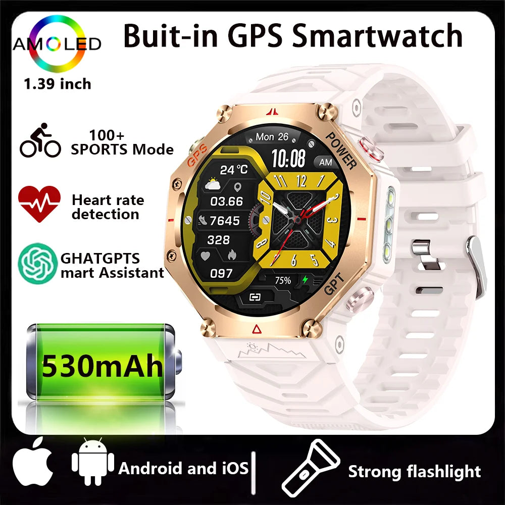 Montre intelligente 2026 Nouvelle IA ChatGPT 3ATM Étanche GPS Double bande GNSS Boussole Militaire Sport Montre intelligente Homme Femme