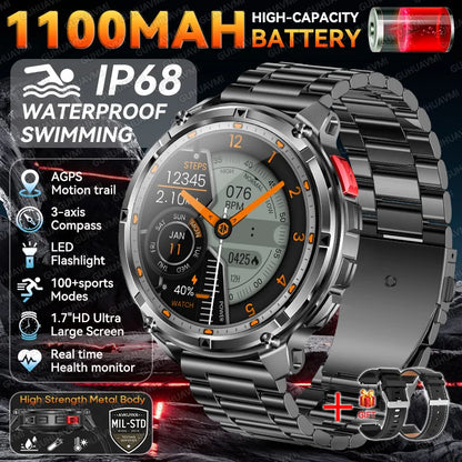 Montre connectée intelligente T-Rex3 Ultra 1100mAh Super Capacité pour hommes adultes 2026, grand écran 1,7", appel, étanche 5ATM, montres de sport