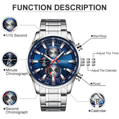 Nouvelles montres pour hommes Top Marque de luxe CURREN Montre homme à quartz Sport Étanche Montres-bracelets Chronographe Date Relogio Masculino