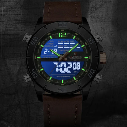 NAVIFORCE NF9253L Luminous Day Date Leather Band Watch
