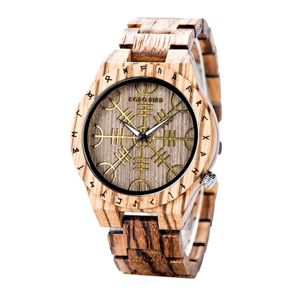 BOBO BIRD Montres en bois Relogio Masculino Montre pour hommes Symbole guerriers vikings Relojes Para Hombre часы мужские Logo personnalisé