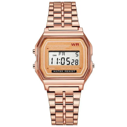 Retro Luxury Digital Display Gold Rose Watch for Men And Women Electronic Clock Elegant Timepiece