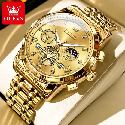 OLEVS Classic Multifunctional Flywheel Moon Phase Watch