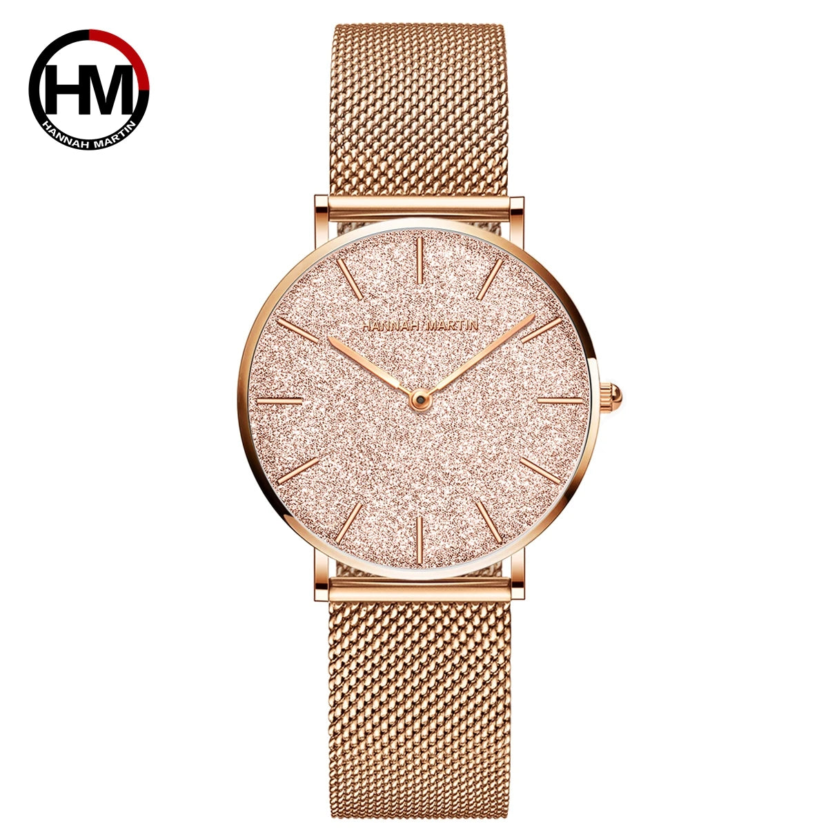 Hannah Martin 36mm Rose Gold Mesh Strap Watch