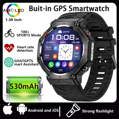 Montre intelligente 2026 Nouvelle IA ChatGPT 3ATM Étanche GPS Double bande GNSS Boussole Militaire Sport Montre intelligente Homme Femme