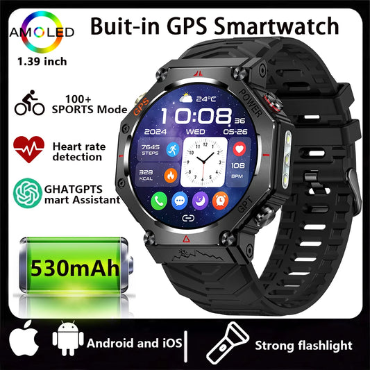 2026 New ChatGPT AI assistant Smart Watch 3ATM Waterproof GPS Built-in Dual-band GNSS Compass Military Sport SmartwatchMen Woman