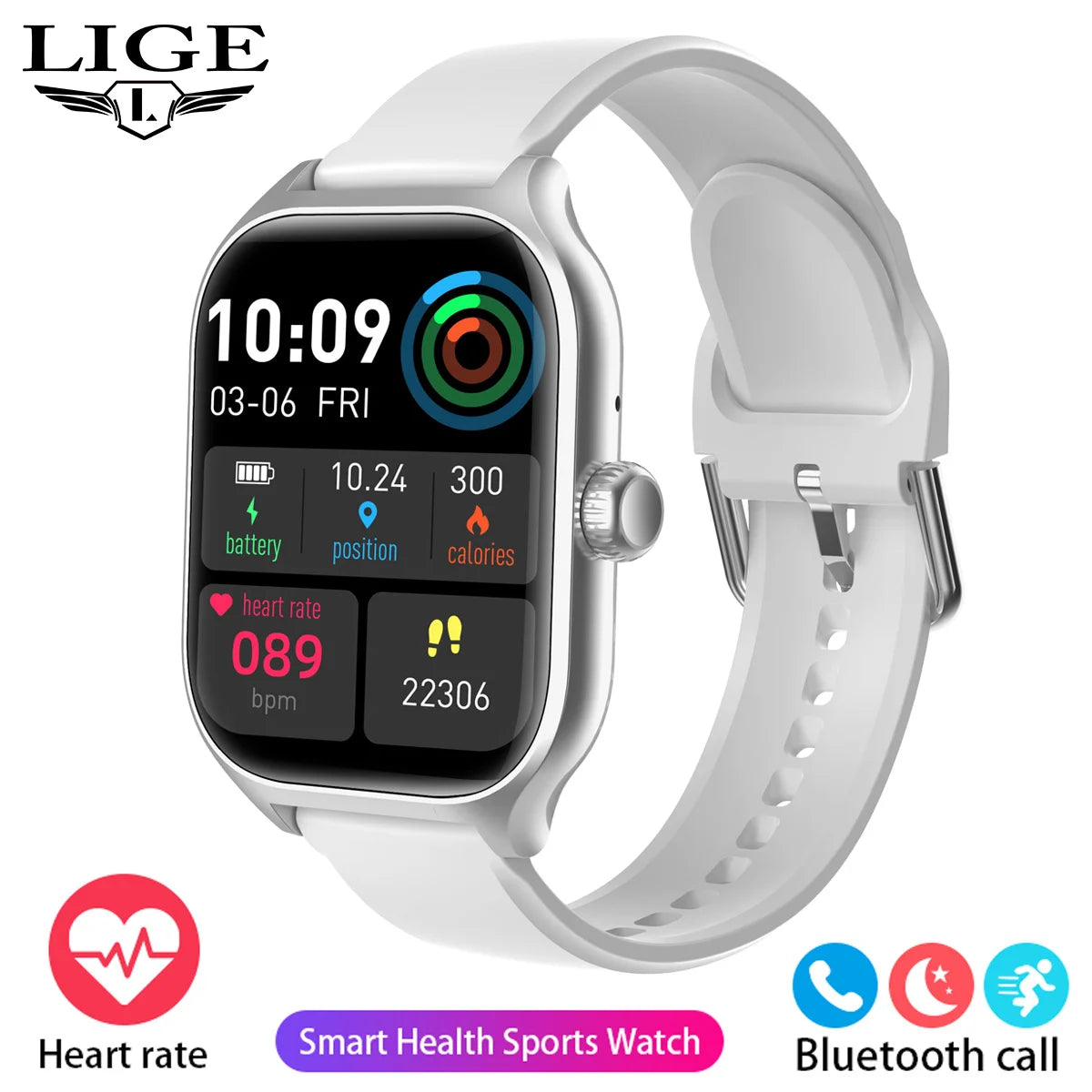 LIGE Montre intelligente GPS Suivi d'activité Appel Bluetooth Moniteur de santé 24h Sport Fitness Étanche Vente flash Bracelet femme