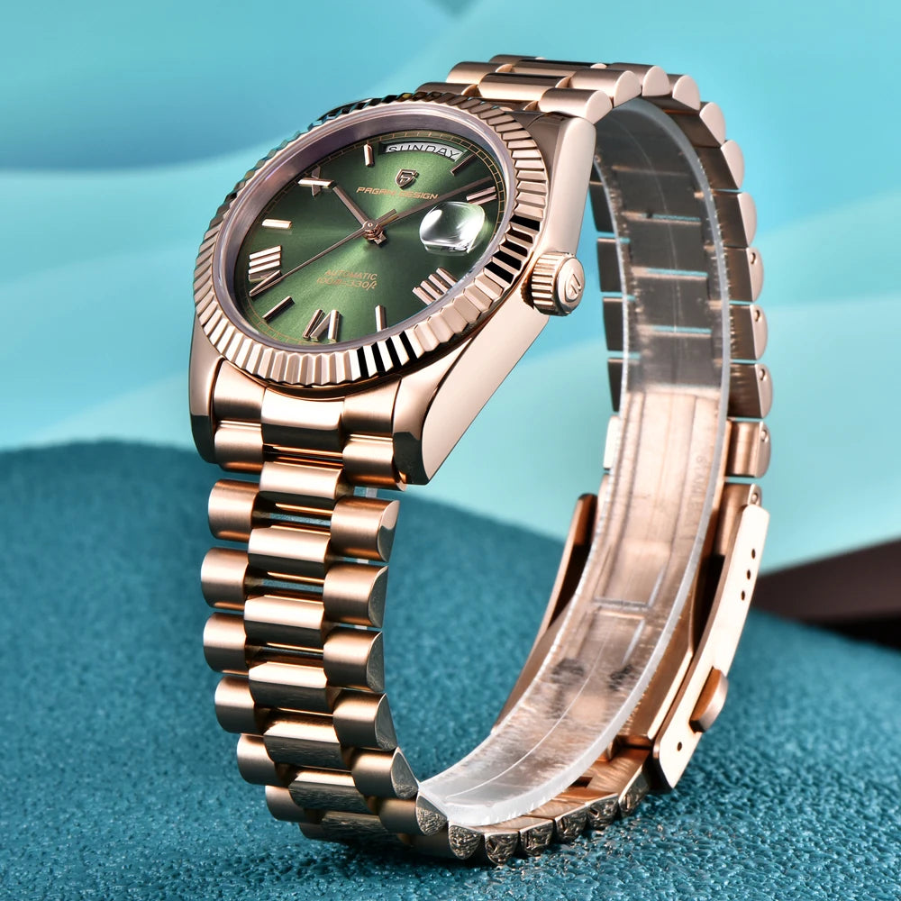 PAGANI DESIGN Nouvelle Montre Automatique DD36 de Luxe en Or Rose pour Homme Montre-Bracelet Mécanique Étanche 10 bars avec Verre Saphir AR