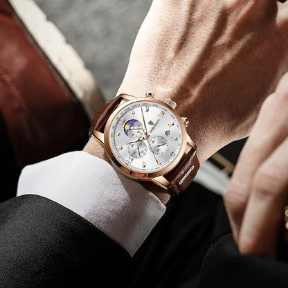 Montre décontractée LIGE pour homme, de luxe, en cuir, étanche, à quartz, chronographe, militaire, pour homme, Relogio Masculino
