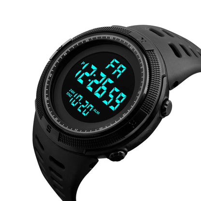 Military digital watch with LED display and multifunction features