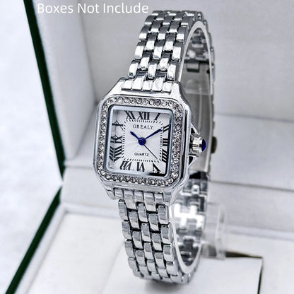 Nouvelles montres pour femmes, marque de luxe légère, affaires, or, acier inoxydable, mode féminine, montres à quartz, bracelet de montre pour femmes